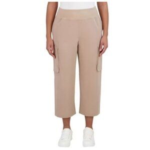 NEW Sage Collective Women's XL Beige Cargo Cropped Pants Textured